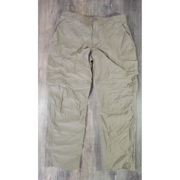 REI Co-Op Mens 38x32 Relaxed Beige Sahara Convertible Cargo Pants Ankle Zip - Picture 2 of 14